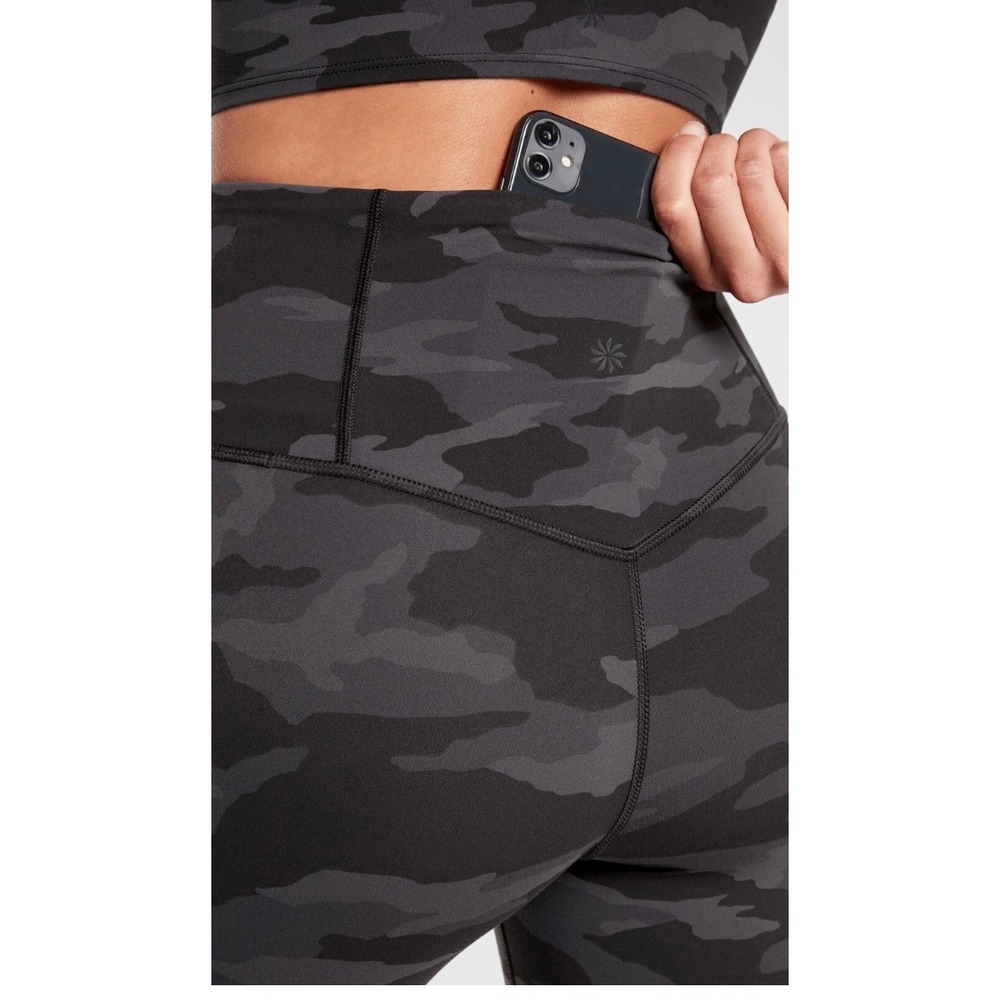 Athleta Elation 7/8 Tight Camo Leggings Women's  Size 1X Black Grey Pilates Yoga